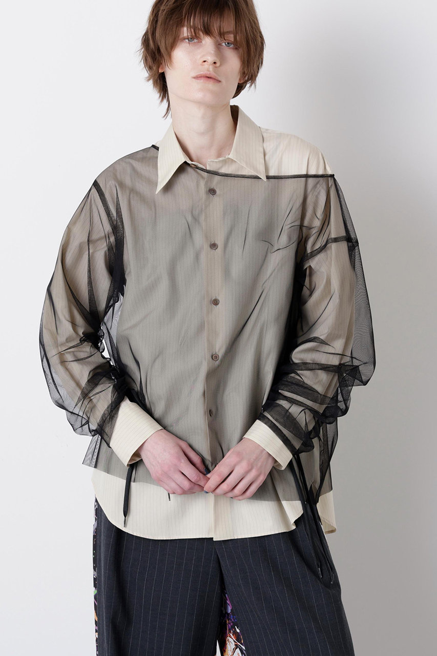 hueLe Museum 【STUMBLY】Sheer Organdy Combi Shirts (ベージュ, F) ヒューエルミュージアム ELLE SHOP hueLe Museum 【STUMBLY】Sheer Organdy Combi Shirts (ベージュ, F) ヒューエルミュージアム ELLE SHOP