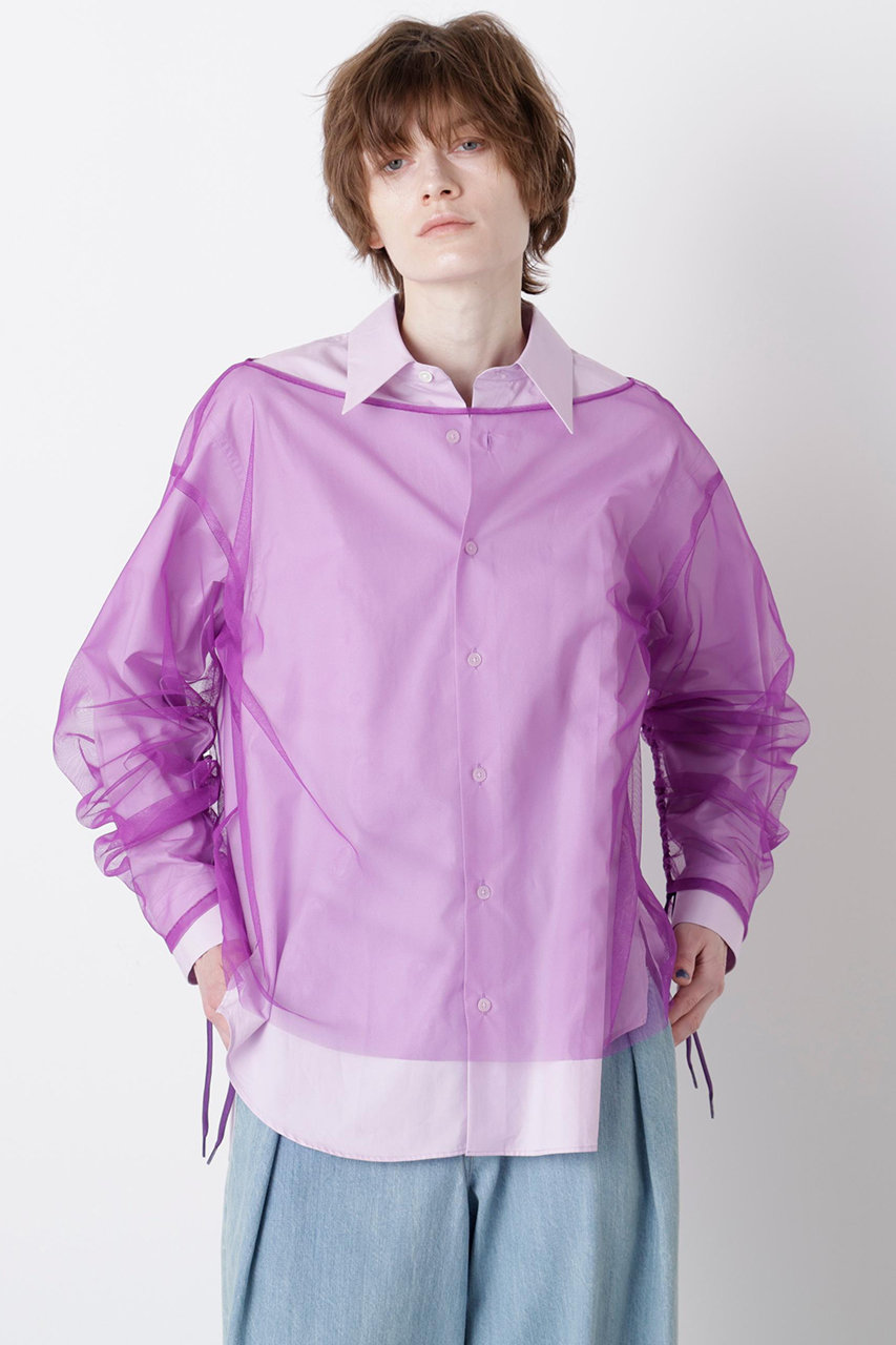 hueLe Museum 【STUMBLY】Sheer Organdy Combi Shirts (パープル, F) ヒューエルミュージアム ELLE SHOP hueLe Museum 【STUMBLY】Sheer Organdy Combi Shirts (パープル, F) ヒューエルミュージアム ELLE SHOP