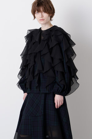 ヒューエルミュージアム/hueLe Museumの【STUMBLY】Sheer Combination Pattern Blouse(110400/110403)