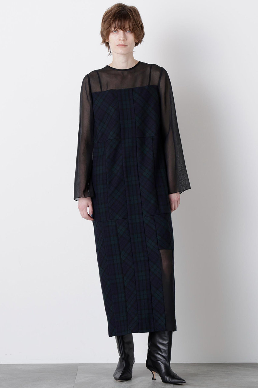 hueLe Museum 【STUMBLY】Sheer Combination Pattern Dress (グリーン, 38) ヒューエルミュージアム ELLE SHOP hueLe Museum 【STUMBLY】Sheer Combination Pattern Dress (グリーン, 38) ヒューエルミュージアム ELLE SHOP