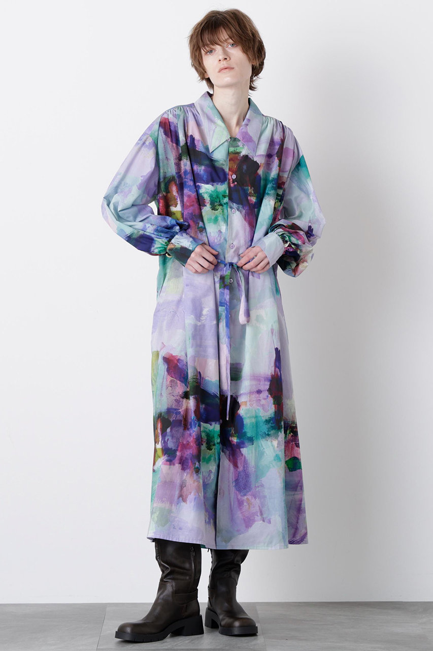 hueLe Museum 【STUMBLY】Art Printed Shirt Dress (グリーン, 36) ヒューエルミュージアム ELLE SHOP hueLe Museum 【STUMBLY】Art Printed Shirt Dress (グリーン, 36) ヒューエルミュージアム ELLE SHOP