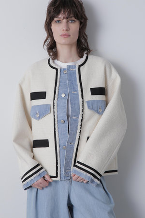 ヒューエルミュージアム/hueLe Museumの【STUMBLY】Tweed/Denim Combi JK(110800/110801)