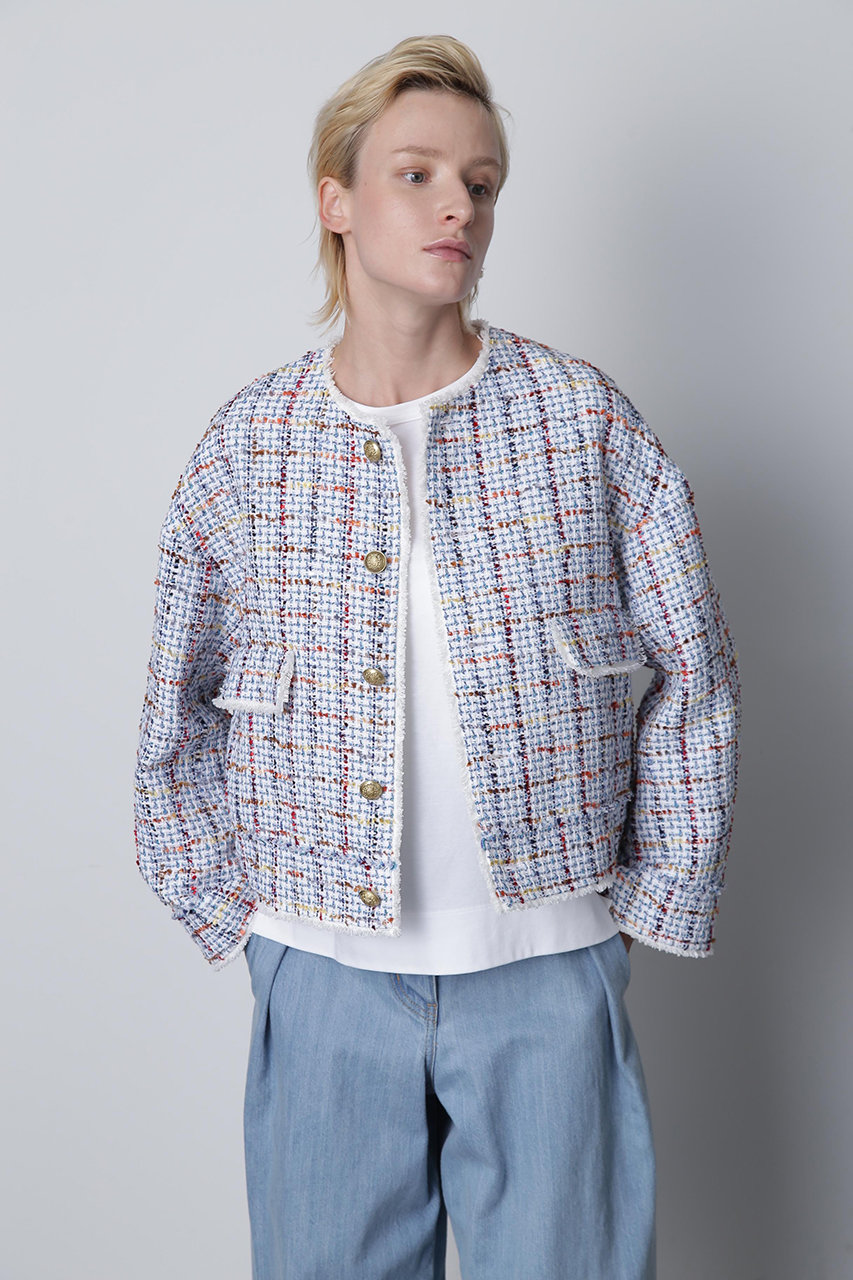 hueLe Museum 【STUMBLY】Tweed/Denim Combi JK (ホワイト, 38) ヒューエルミュージアム ELLE SHOP hueLe Museum 【STUMBLY】Tweed/Denim Combi JK (ホワイト, 38) ヒューエルミュージアム ELLE SHOP