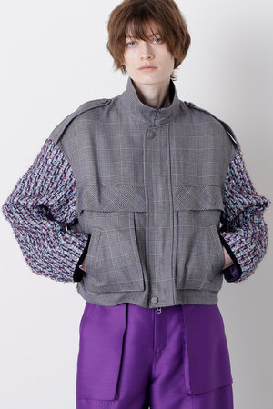 ヒューエルミュージアム/hueLe Museumの【STUMBLY】Tweed Sleeve Stand Zip UP JK(110800/110801)