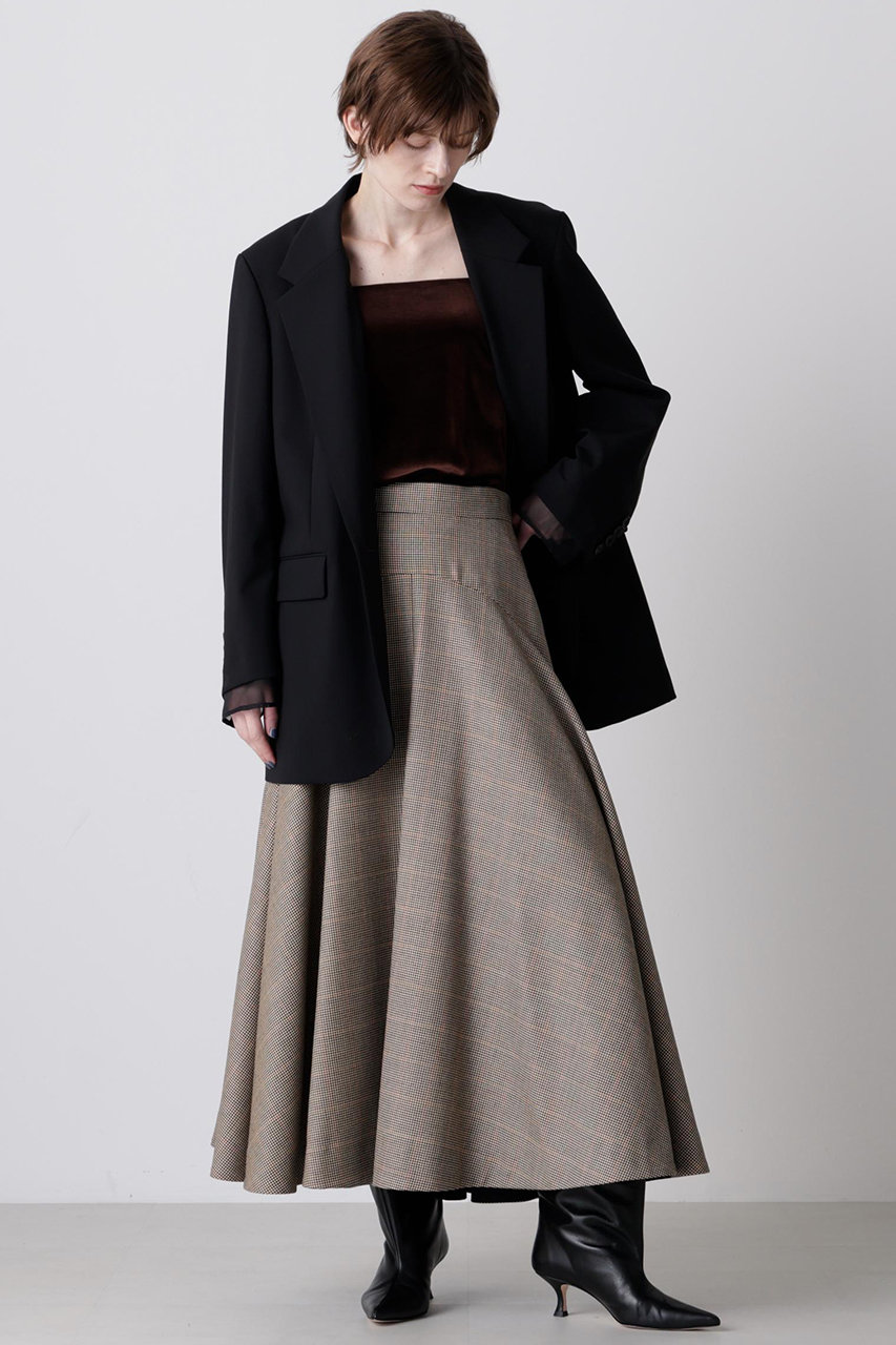 ヒューエルミュージアム/hueLe Museumの【hLM】ガンクラブチェックフレアスカート(ブラウン/7505220923)