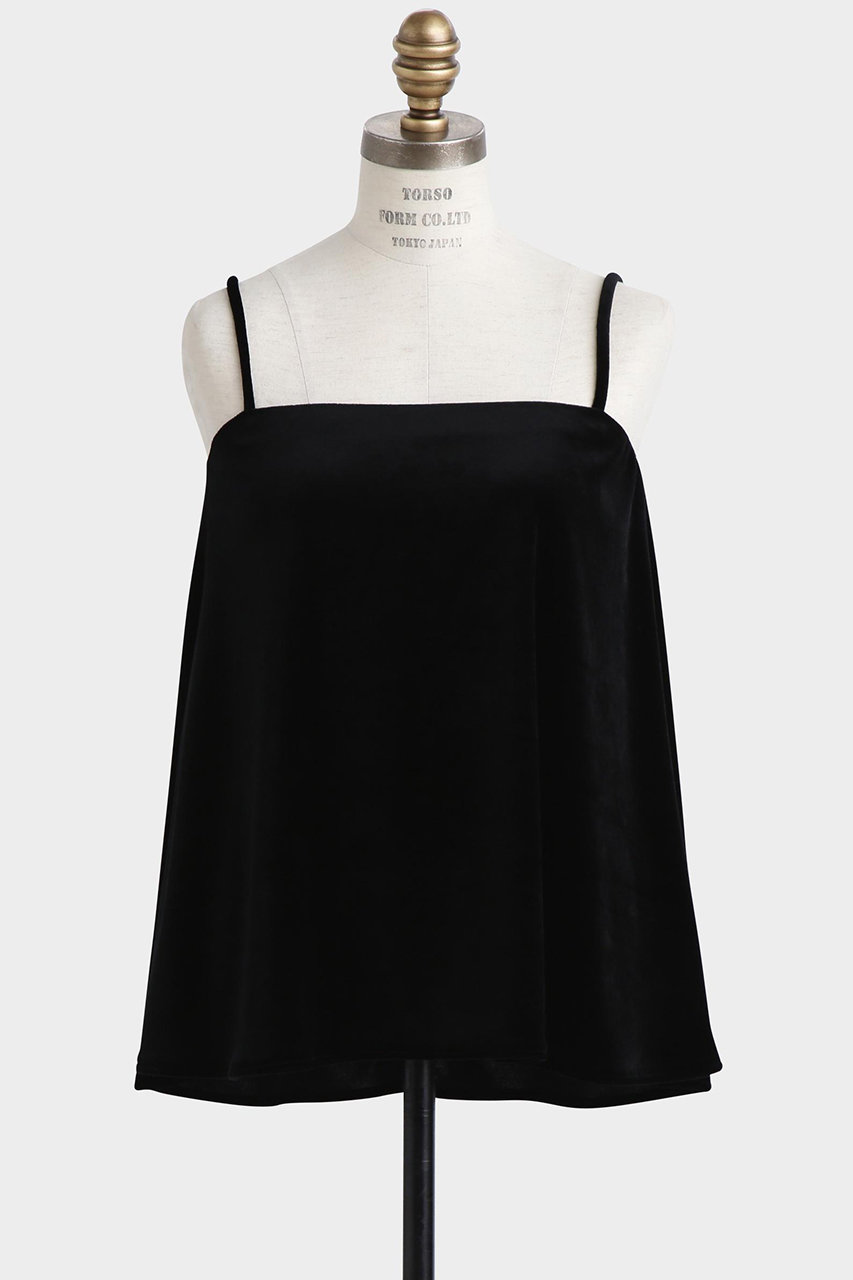 hueLe Museum 【hLM】カップ付きベロアキャミソール (ブラック, F) ヒューエルミュージアム ELLE SHOP