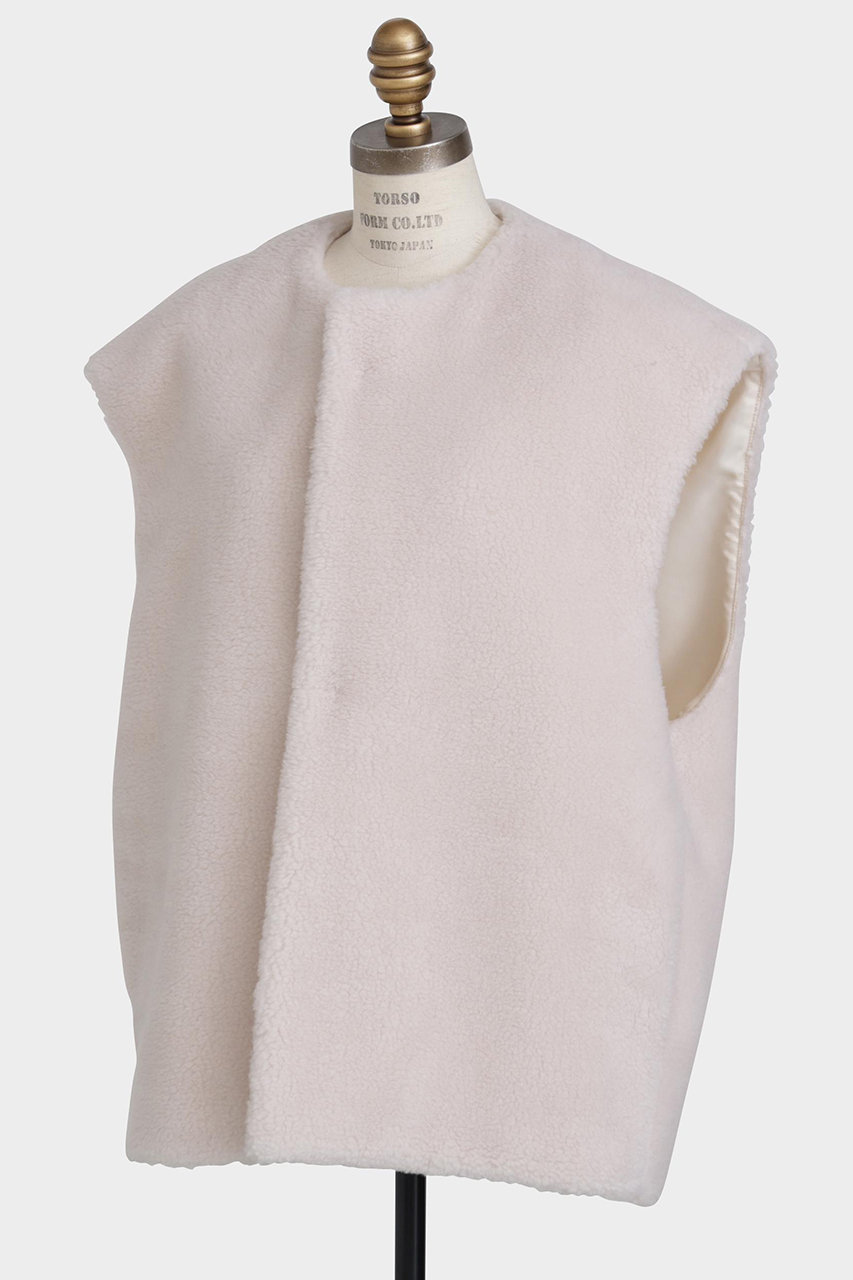 ヒューエルミュージアム/hueLe Museumの【STUMBLY】Wool Boa Gilet(ホワイト/5355250005)