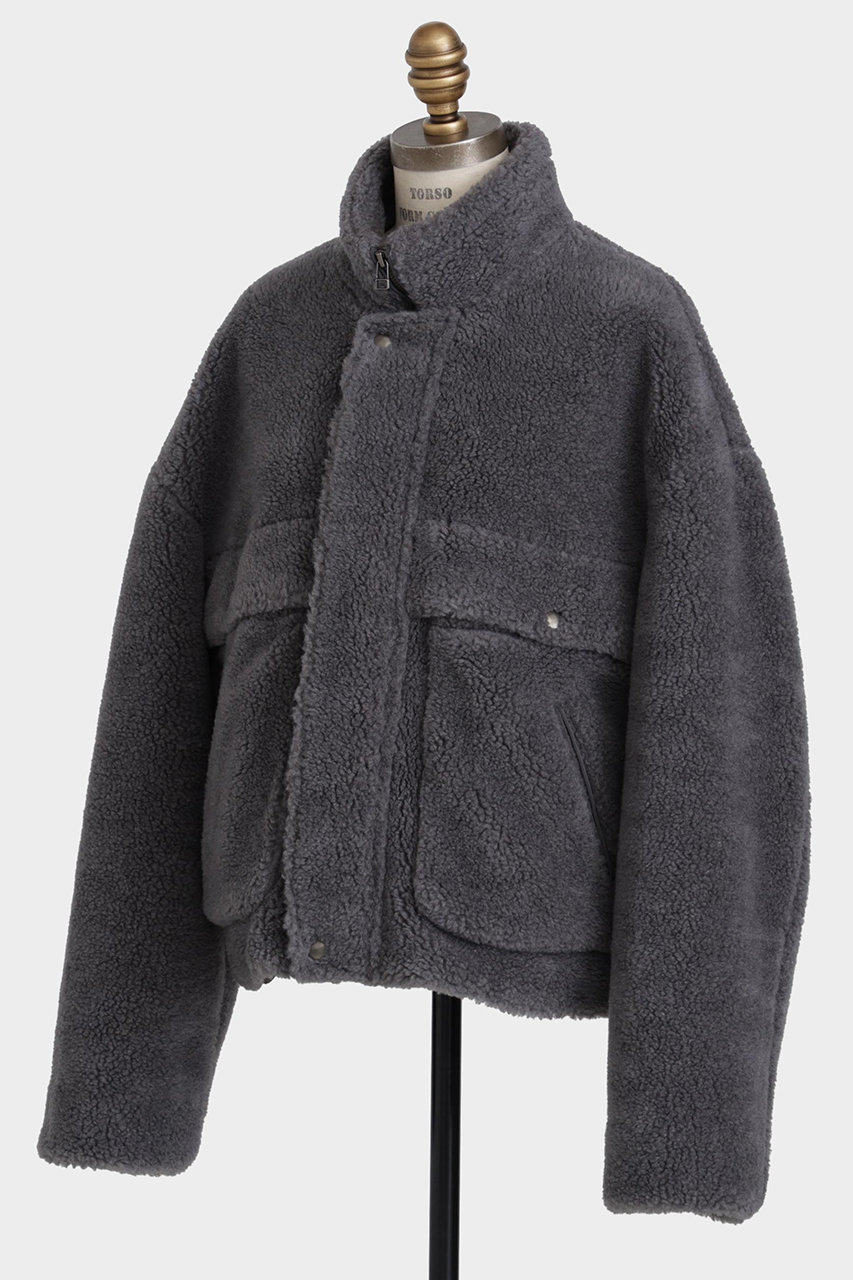 hueLe Museum 【STUMBLY】Boa Stand Zip Up Jacket (グレー, 36) ヒューエルミュージアム ELLE SHOP