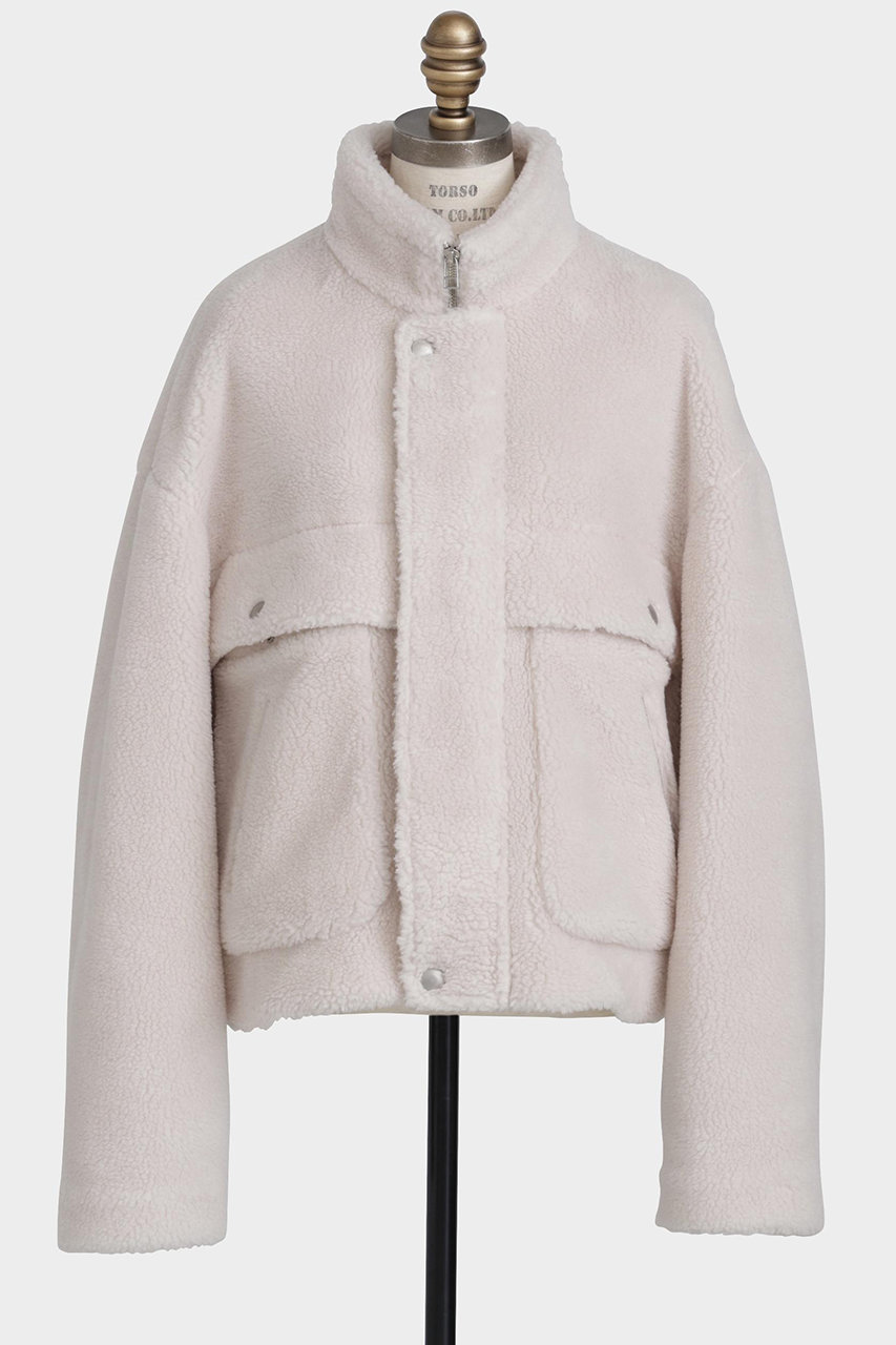 hueLe Museum 【STUMBLY】Boa Stand Zip Up Jacket (ホワイト, 38) ヒューエルミュージアム ELLE SHOP