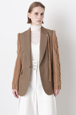 ヒューエルミュージアム/hueLe Museumの【STUMBLY】Cable Knit Sleeve Jacket(110800/110801)