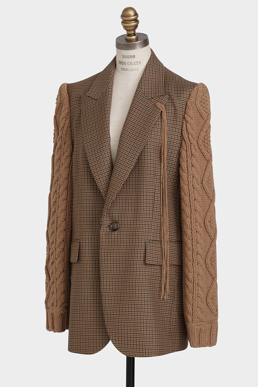 ヒューエルミュージアム/hueLe Museumの【STUMBLY】Cable Knit Sleeve Jacket(ベージュ/5355250012)