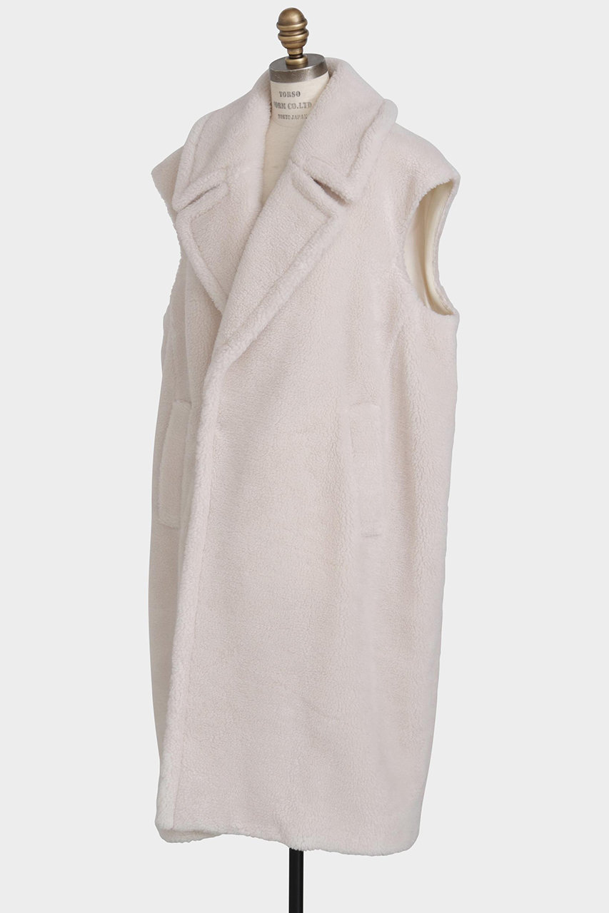 hueLe Museum 【STUMBLY】New Silhouette Boa Gilet (ホワイト, 38) ヒューエルミュージアム ELLE SHOP