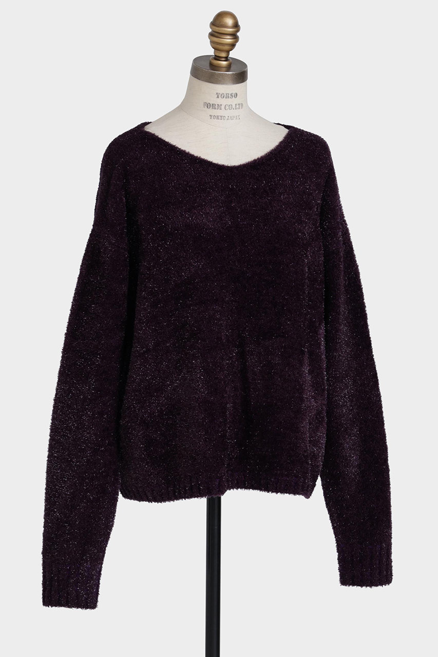 hueLe Museum 【STUMBLY】Glitter Yarn Pullover (パープル, F) ヒューエルミュージアム ELLE SHOP