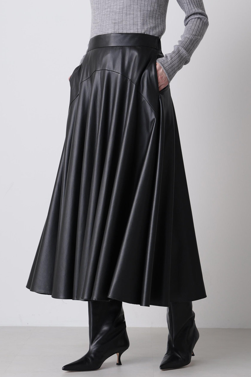 ★美品★エルメス　レザースカート　メドール　36 カーフスキン　フレア　現行タグ ☆美品☆エルメス レザースカート メドール 36 カーフスキン フレア