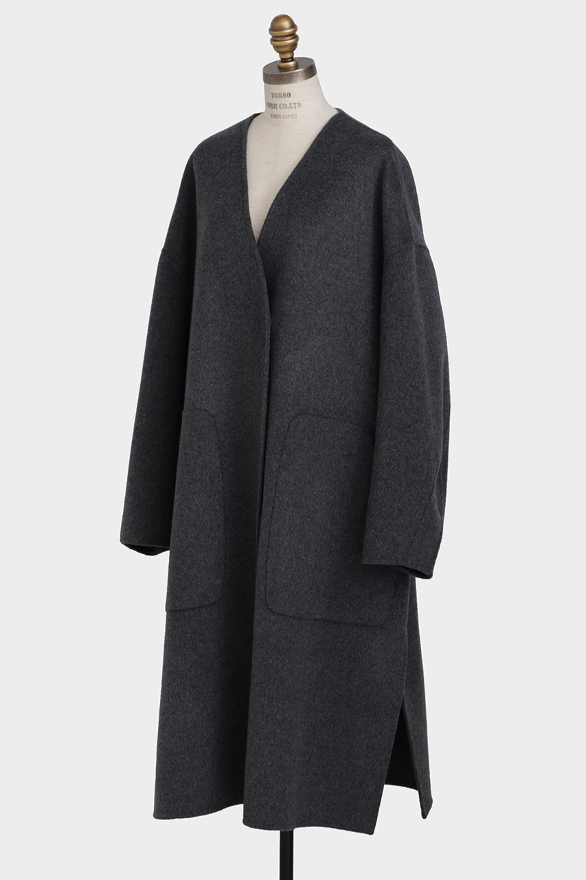 hueLe Museum 【hLM】ウールリバーコート (グレー, 38) ヒューエルミュージアム ELLE SHOP