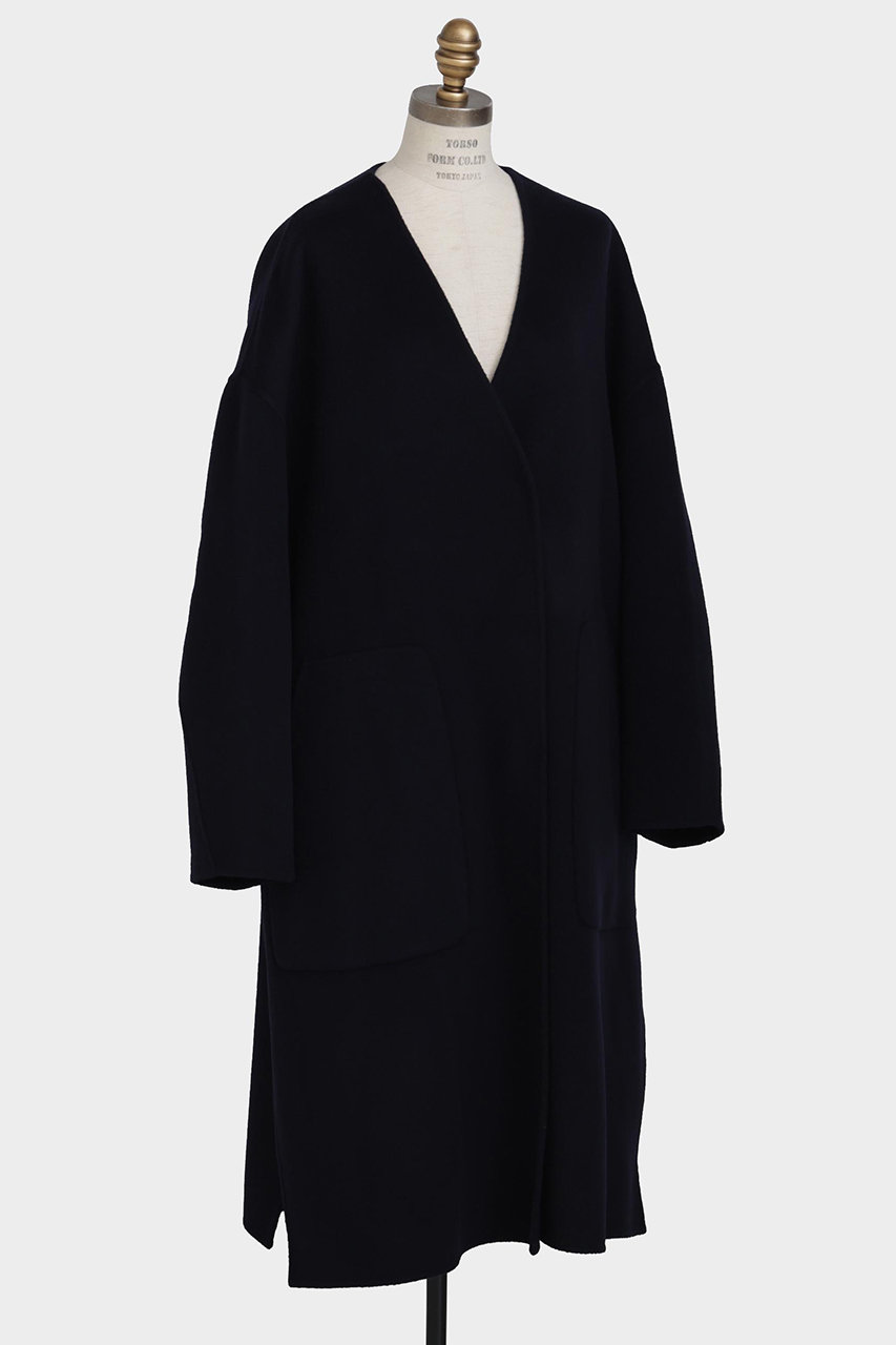 hueLe Museum 【hLM】ウールリバーコート (ネイビー, 36) ヒューエルミュージアム ELLE SHOP