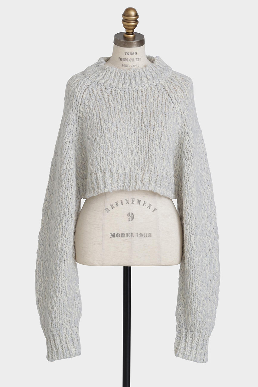 ヒューエルミュージアム/hueLe Museumの【hLM】バイカラークロップニット(グレー/7505270915)