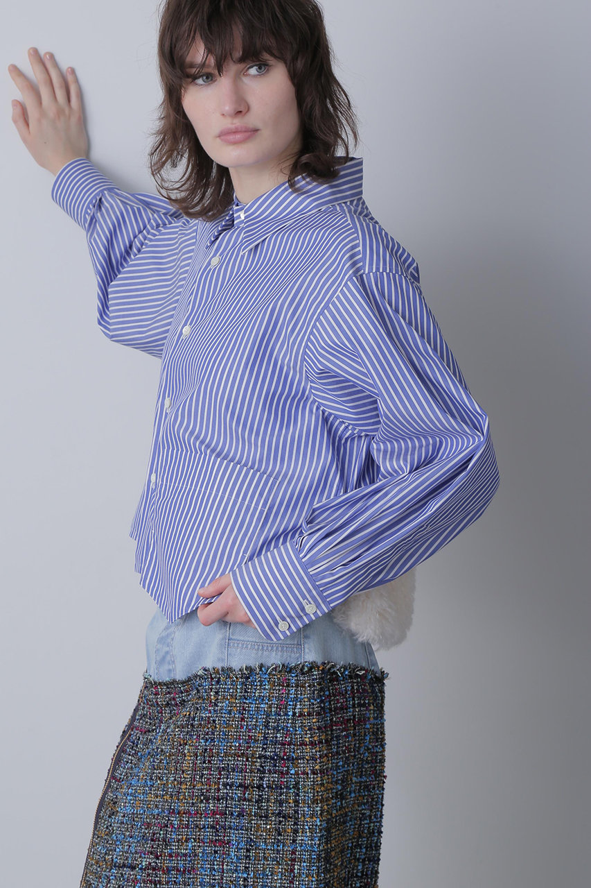 ヒューエルミュージアム/hueLe Museumの【STUMBLY】Fur Trim Combi Shirts(ブルー/5355210007)