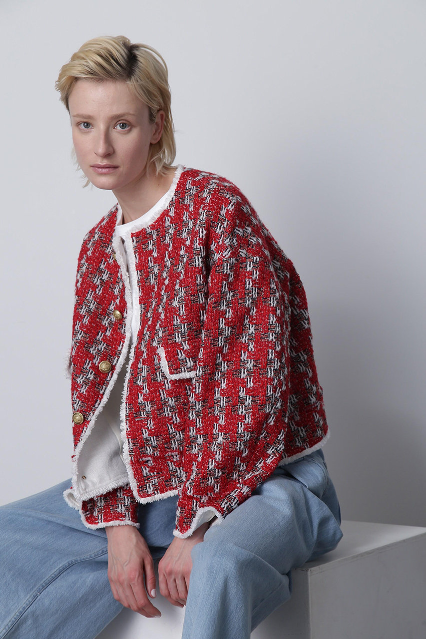 hueLe Museum 【STUMBLY】Linton Tweed Jaket (レッド, ３８) ヒューエルミュージアム ELLE SHOP