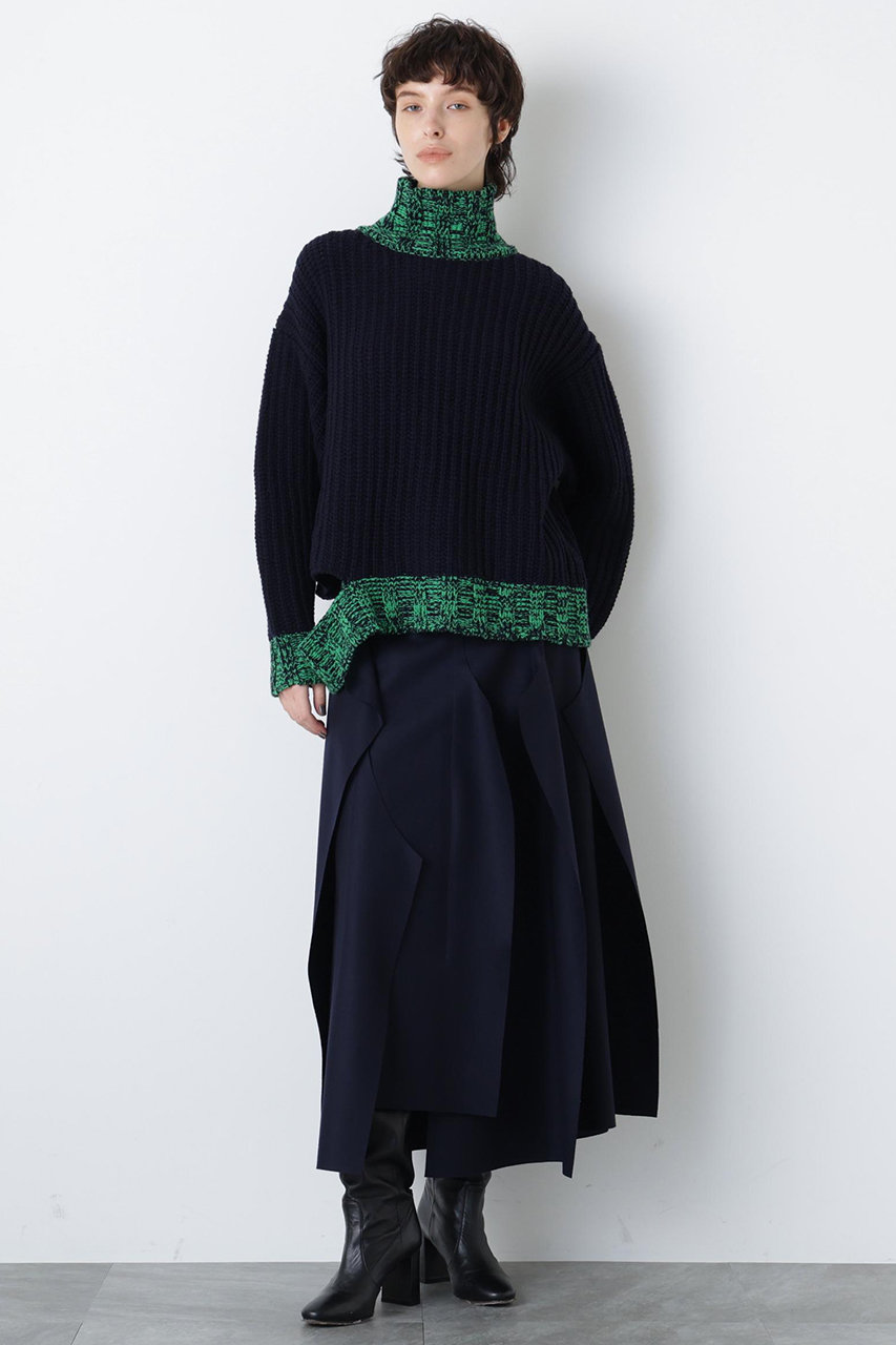ヒューエルミュージアム/hueLe Museumの【STUMBLY】Jersey Melton Skirt(ネイビー/5355220022)