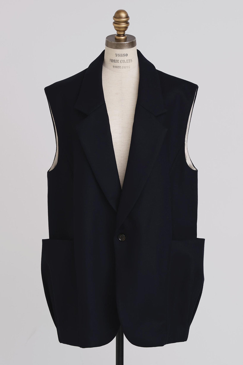 ヒューエルミュージアム/hueLe Museumの【STUMBLY】Baloon Silhouette Gilet(ネイビー/5355250004)