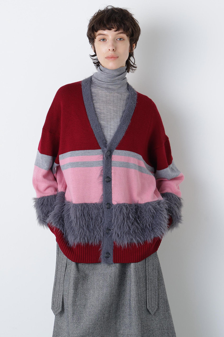 【STUMBLY】Fluffy Yarn Combi Cardigan