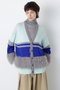 【STUMBLY】Fluffy Yarn Combi Cardigan ヒューエルミュージアム/hueLe Museum ライトグリーン