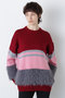 【STUMBLY】Fluffy Yarn Combi Pullover ヒューエルミュージアム/hueLe Museum ワイン