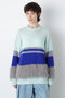 【STUMBLY】Fluffy Yarn Combi Pullover ヒューエルミュージアム/hueLe Museum ライトグリーン