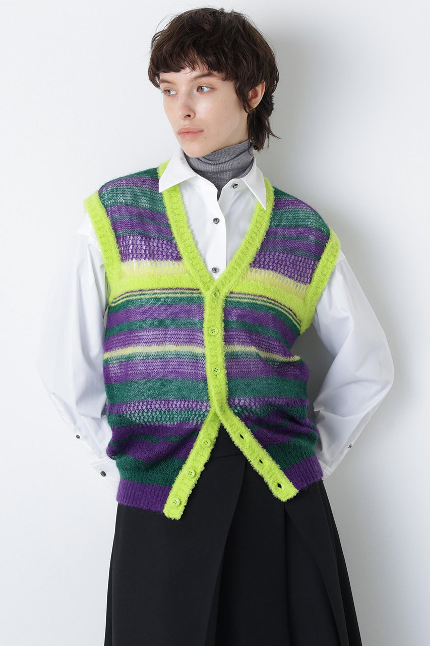 hueLe Museum 【STUMBLY】Sheer Mohair Gilet (パープル, Ｆ) ヒューエルミュージアム ELLE SHOP