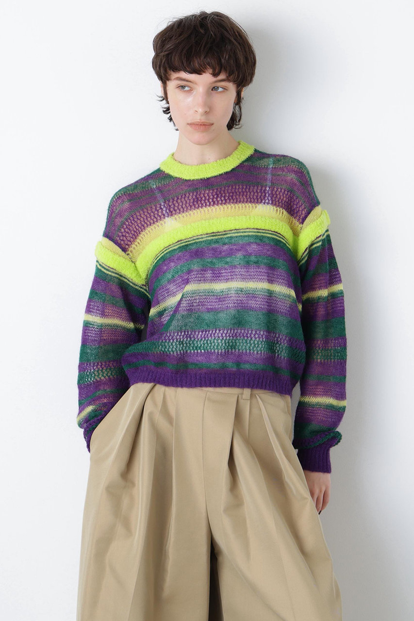 hueLe Museum 【STUMBLY】Sheer Mohair Pullover (パープル, Ｆ) ヒューエルミュージアム ELLE SHOP