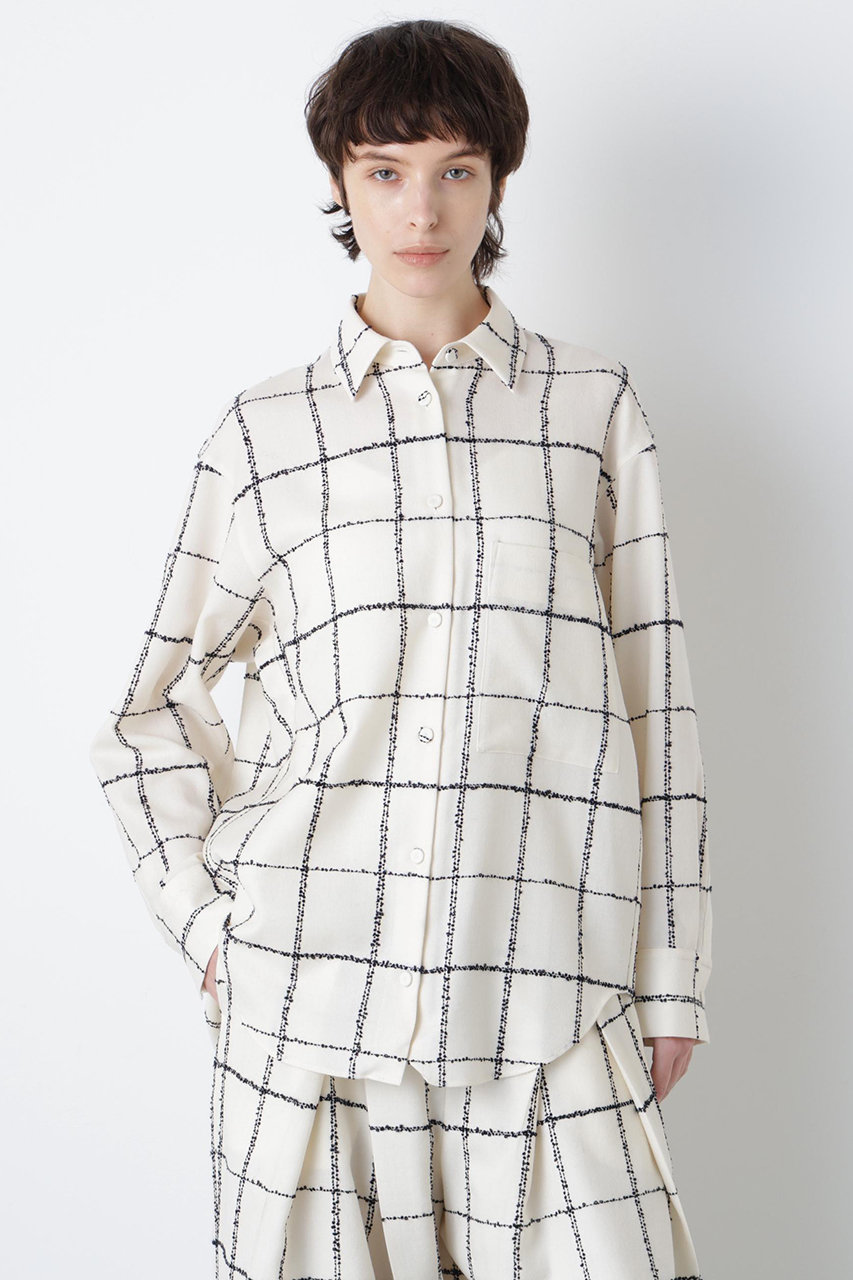ヒューエルミュージアム/hueLe Museumの【hLM】ウールチェックブラウス(ホワイト/7505210107)