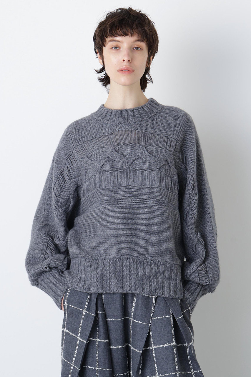 hueLe Museum 【hLM】ウールカシミヤケーブルニット (グレー, Ｆ) ヒューエルミュージアム ELLE SHOP