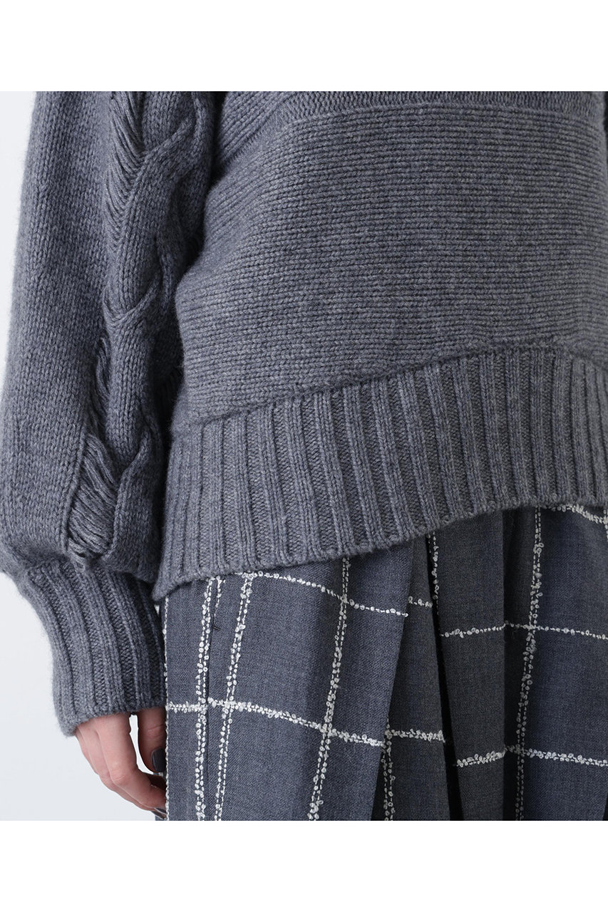 美品✨バーバリー現行　ロゴ刺繍 ウールカシミヤ ケーブルニット　M　バイカラー 美品✨バーバリー現行 ロゴ刺繍 ウールカシミヤ ケーブルニット M バイ