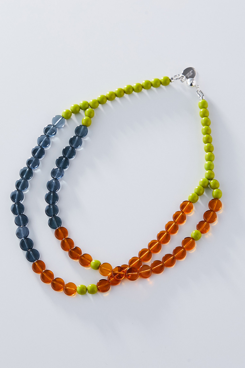 ＜ELLE SHOP＞ ADER.bijoux POP 【KIDS】Jeanne disk beads trico ネックレス (ブラウン×ピスタチオ F) アデルビジュー ポップ ELLE SHOP