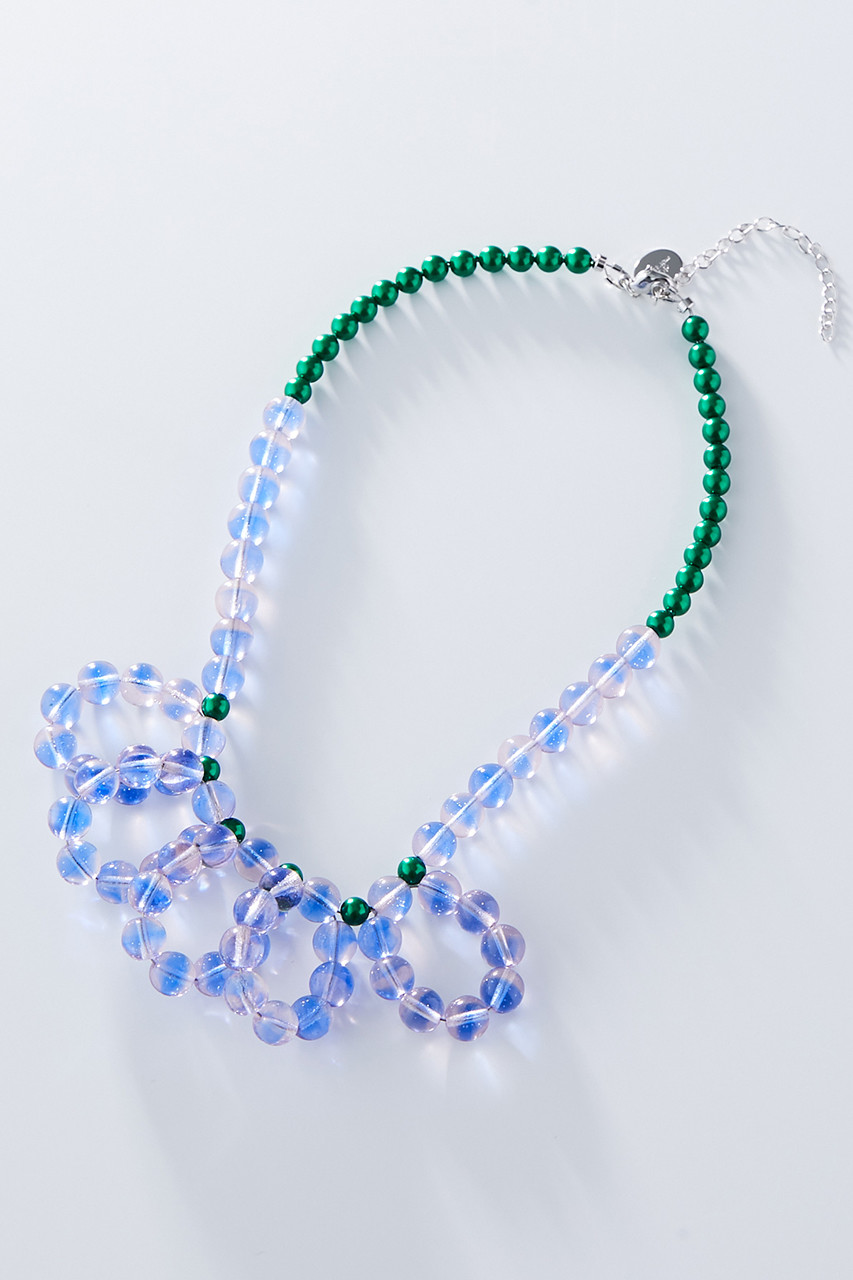 ADER.bijoux POP Emma glass beads frill ネックレス (ブルー×グリーン, F) アデルビジュー ポップ ELLE SHOP