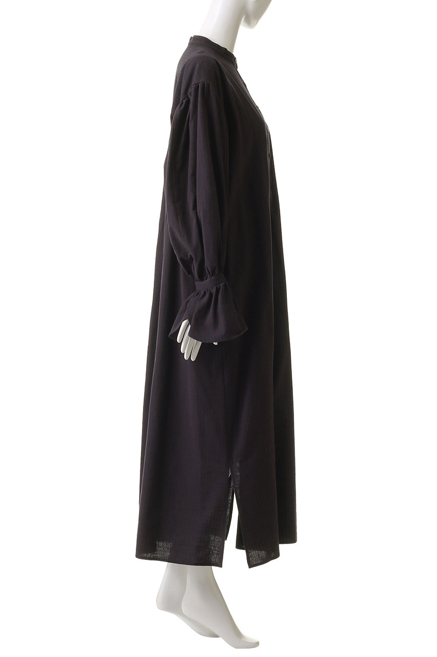 ★レア★【Uhr】ウーア　ロングシャツ Uhr(ウーア)｜Aizu Momen ストライプ ドレス/チャボウジーマ(ネイビー