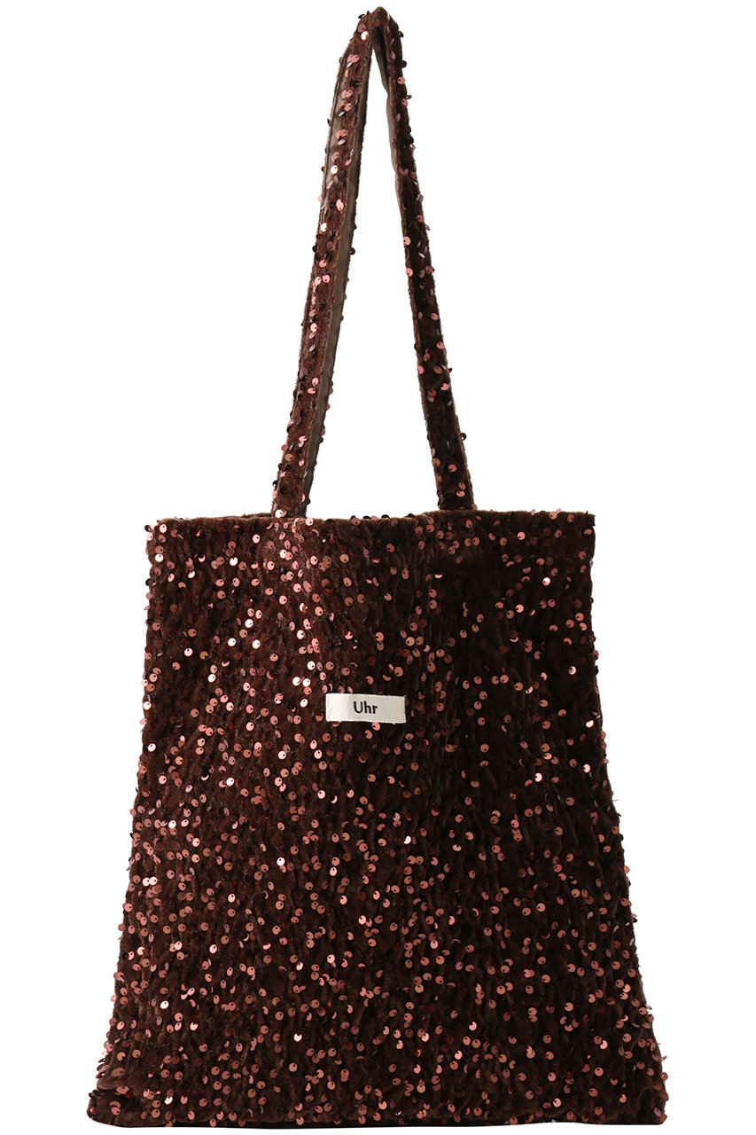 Uhr 【ELLE SHOP限定】スパンコールベロア トートバッグ (ブラウン, F) ウーア ELLE SHOP Uhr 【ELLE SHOP限定】スパンコールベロア トートバッグ (ブラウン, F) ウーア ELLE SHOP