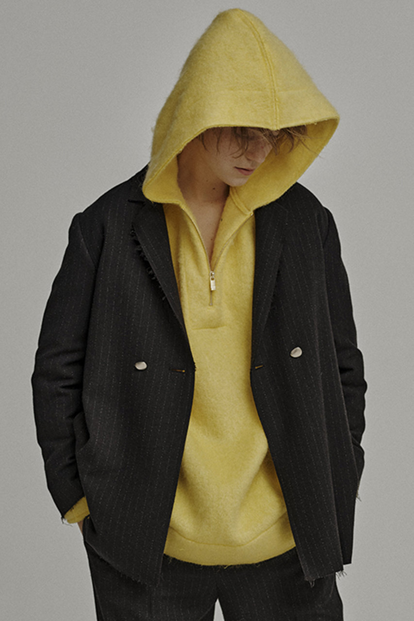 Uhr(ウーア)｜ウールシルクストライプトジャケット/チャコールグレー