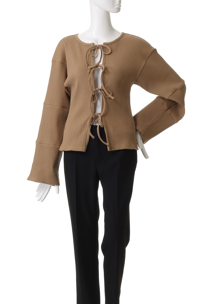 Uhr(ウーア)｜フロントリボンカーディガン/ベージュ の通販｜ELLESHOP  