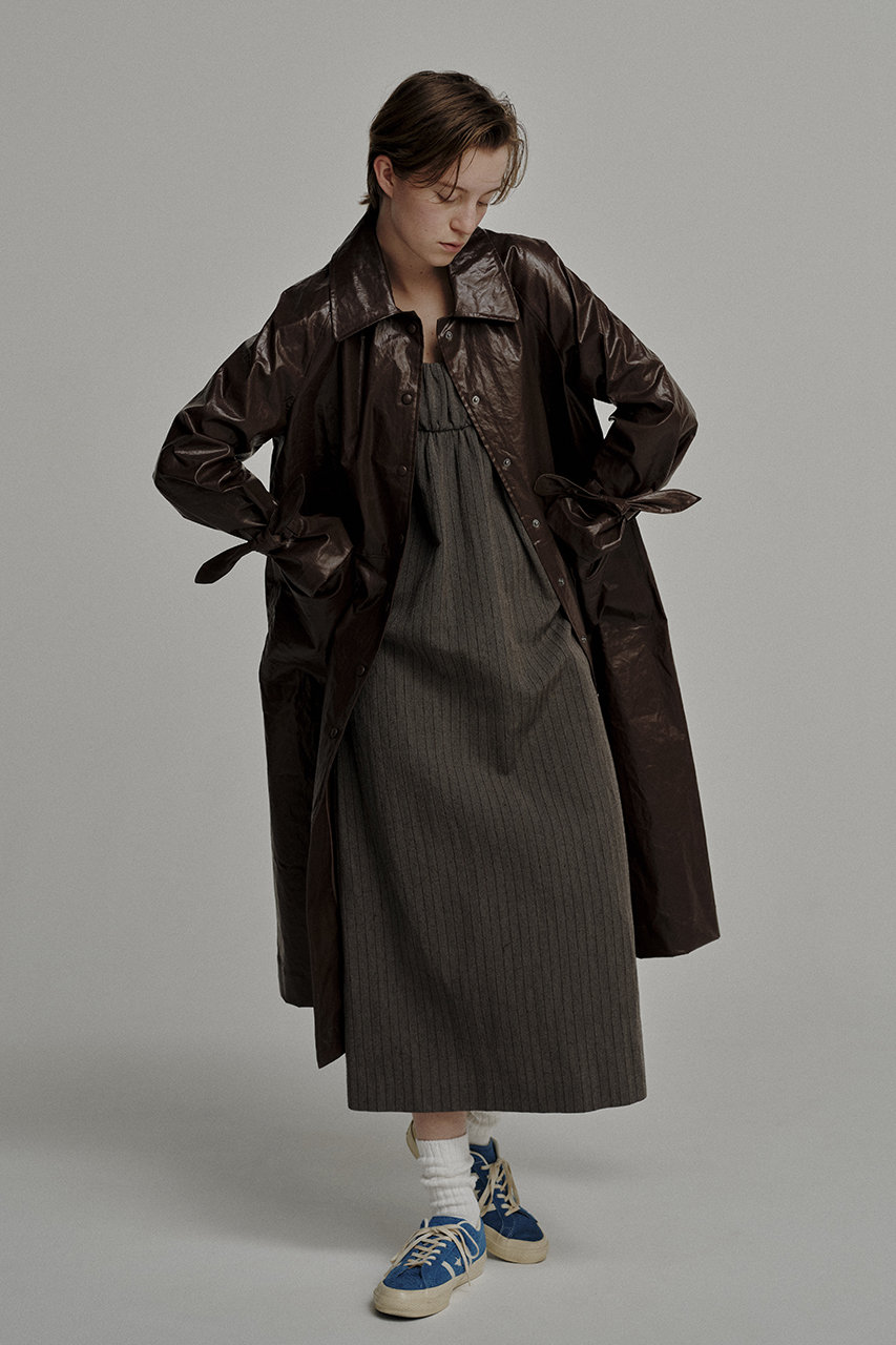 Uhr ロングコート Uhr(ウーア)｜コーティングロングコート/ブラウン の通販