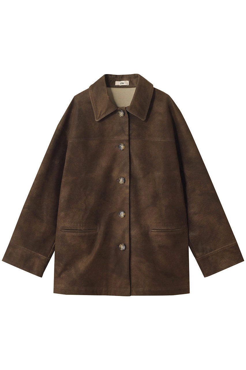 OURHOPE スエードジャケット　ブラウン Uhr(ウーア)｜フェイクスエードジャケット/ブラウン の通販｜ELLESHOP