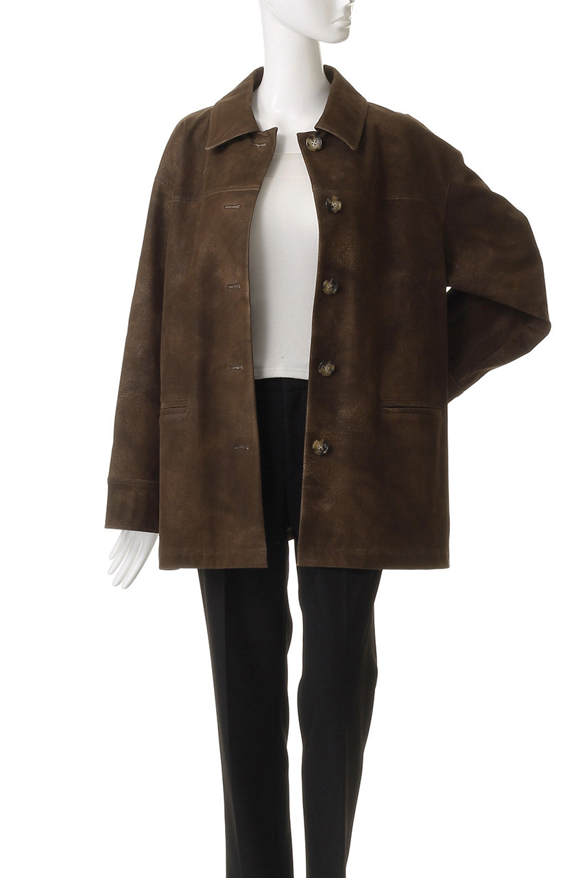 OURHOPE スエードジャケット　ブラウン Uhr(ウーア)｜フェイクスエードジャケット/ブラウン の通販｜ELLESHOP