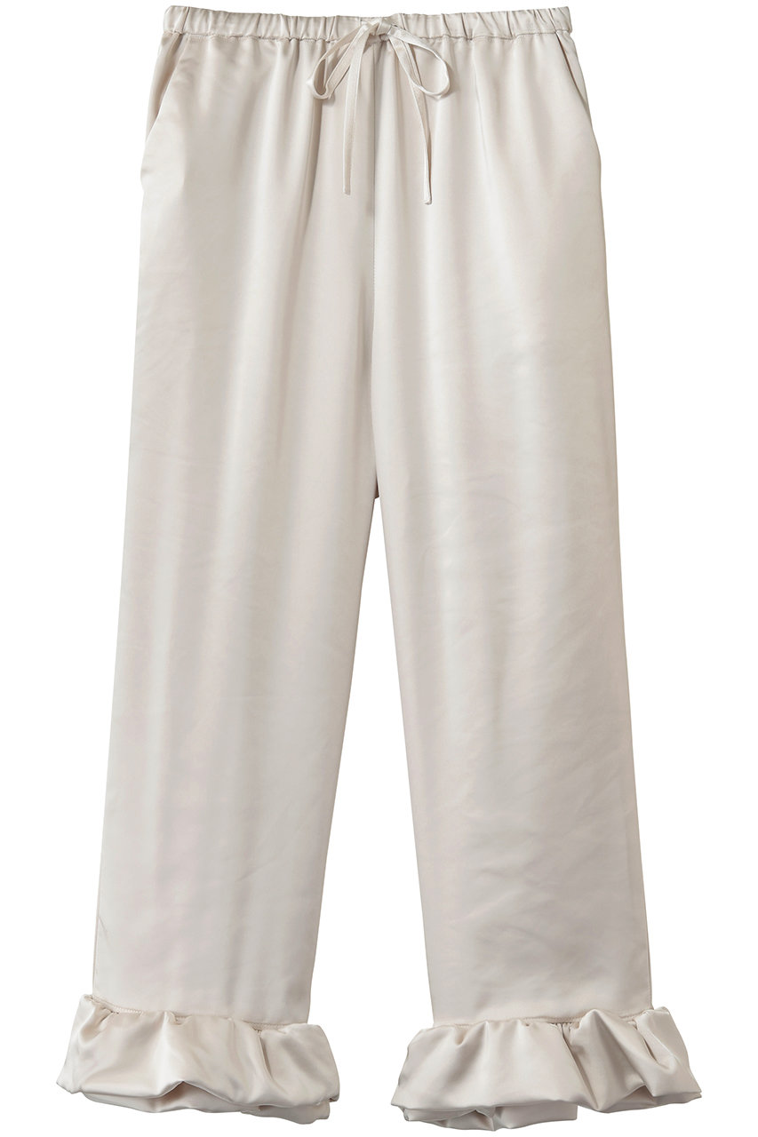 ウーア/Uhrのサテン ラッフル ヘム パンツ(アイボリー/26SSUhr-PT513)