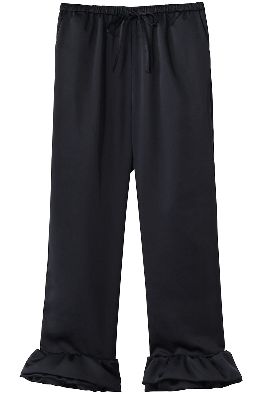 ウーア/Uhrのサテン ラッフル ヘム パンツ(ネイビー/26SSUhr-PT513)