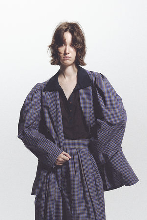 ウーア/Uhrのギャザー スリーブ シャツ ジャケット(110800/110801)