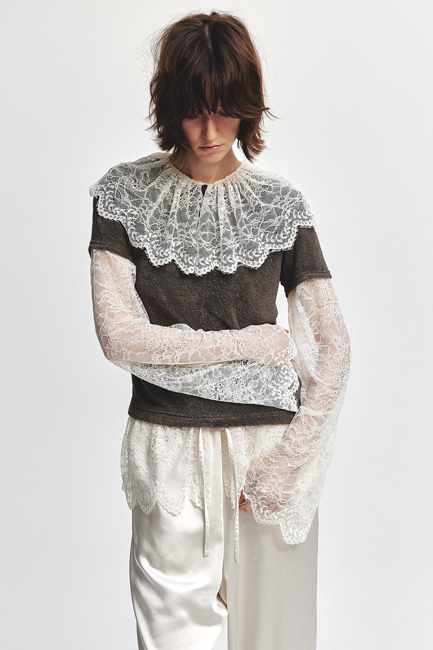 【Uhr/ウーア】Lace Over Tops：ブラウス　ホワイト Uhr/ウーア｜【追加入荷いたします】「ウーア」のレースオーバー