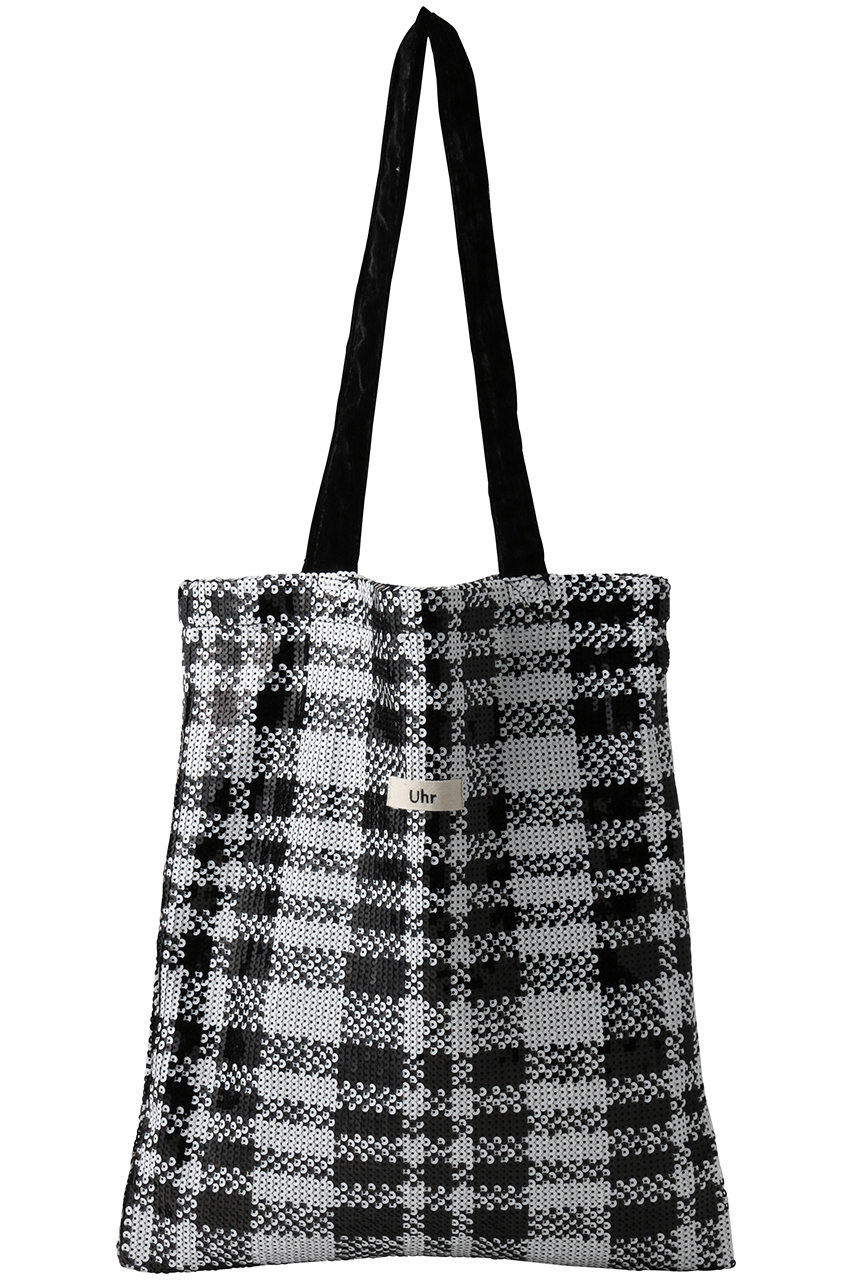 ウーア/Uhrの【ELLE SHOP限定】Mono Sequin Check トートバッグ(ブラック/26FR-AC050EX)