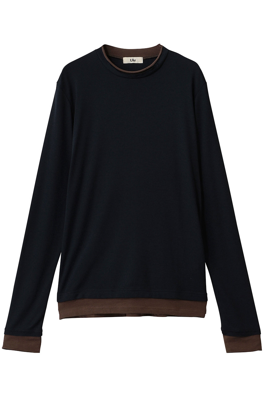 Uhr レイヤードロングTシャツ (ネイビー, F) ウーア ELLE SHOP