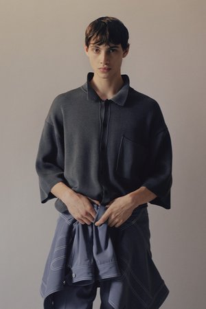 【MEN】リブニット シャツ